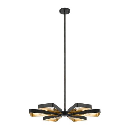Crystorama English Bronze and Antique Gold Luna 6 Light Pendant 596-EB-GA